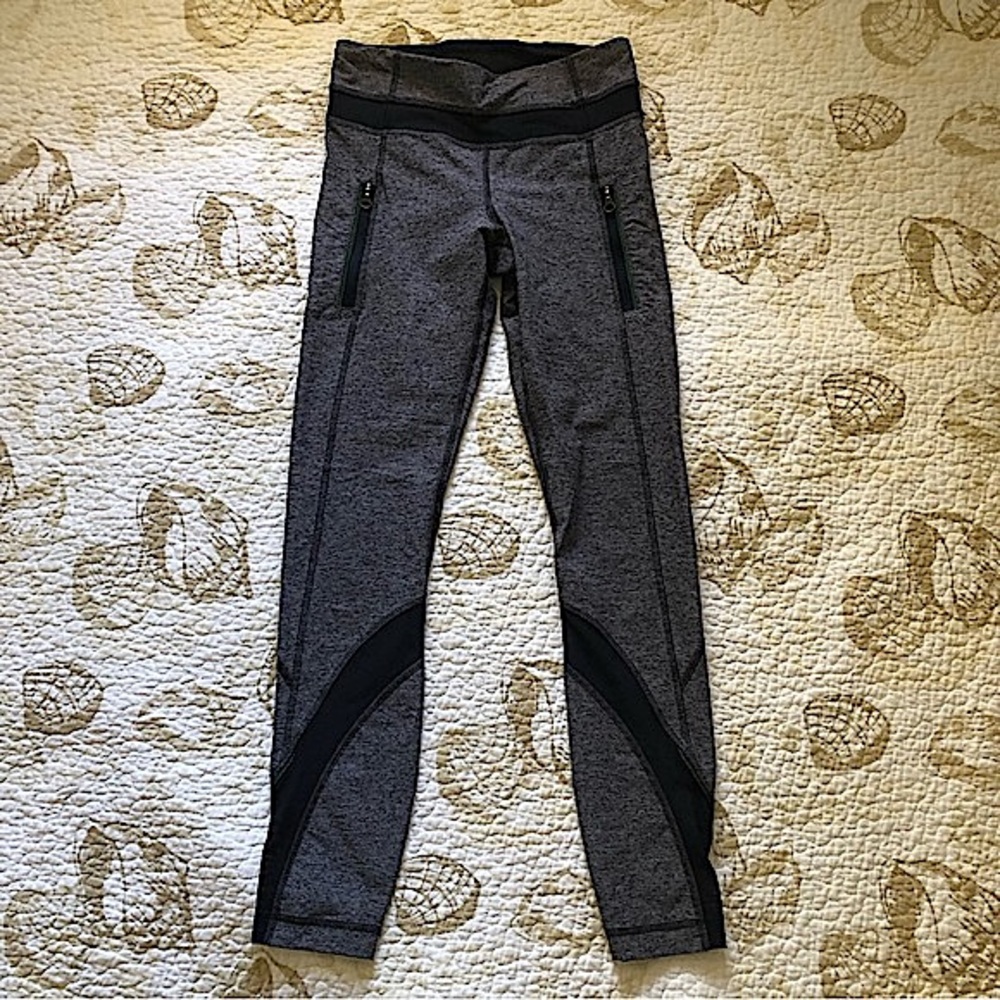 Lululemon Cropped Leggings with Mesh and Zipper Detail